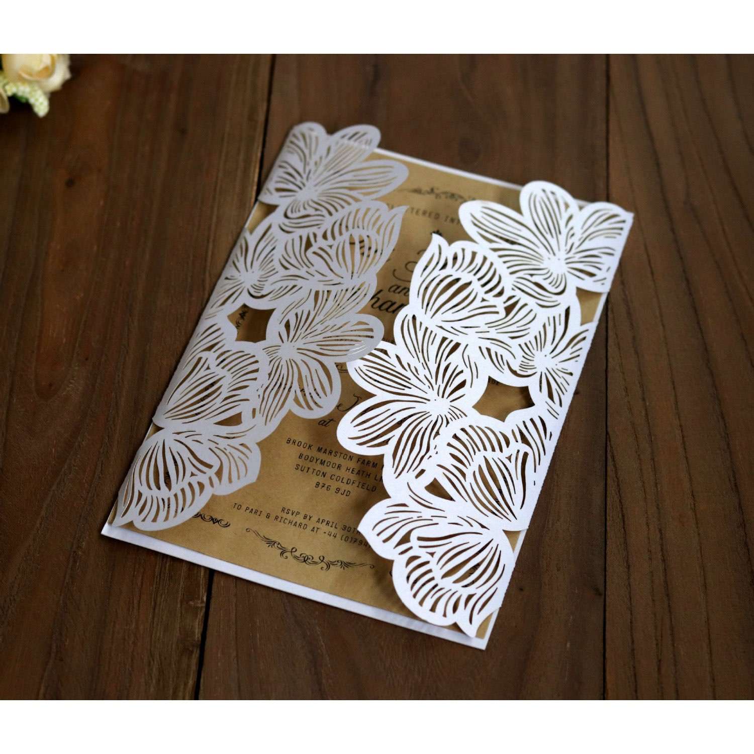 Laser Rose Invitation Card Thank You Card  Holiday Greeting Card 2020 Wholesale 